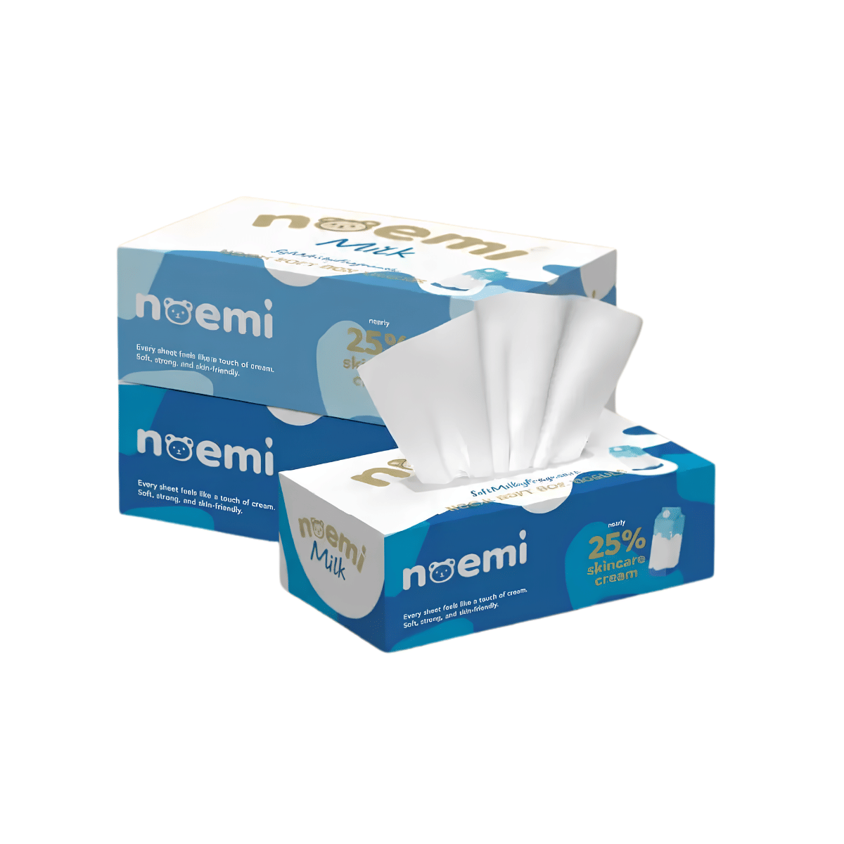 กระดาษเช็ดหน้าผสมโลชั่น NOEMI 3กล่อง (110 แผ่น/กล่อง)_0